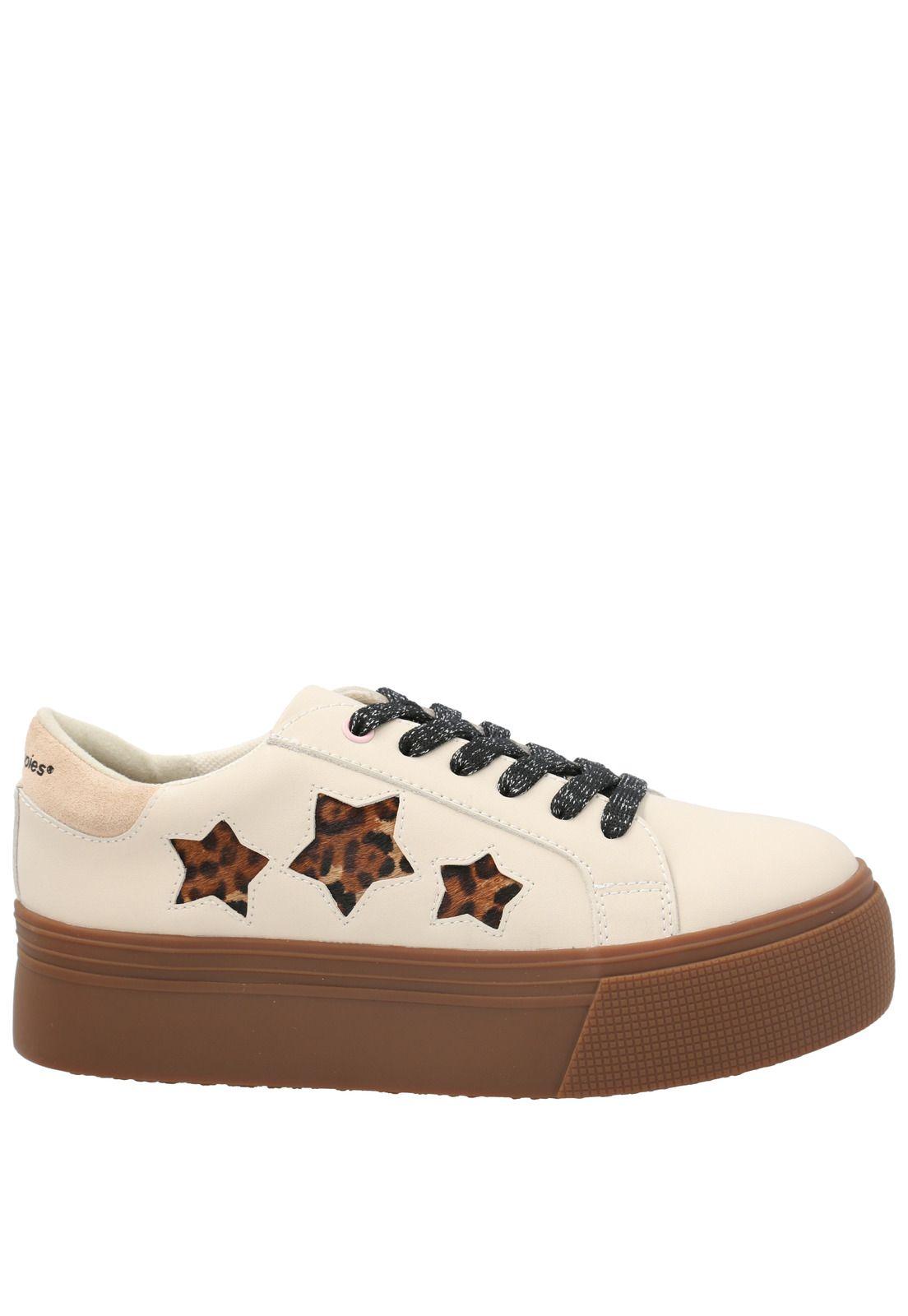 Zapatilla Cuero Niña Quens Beige-4