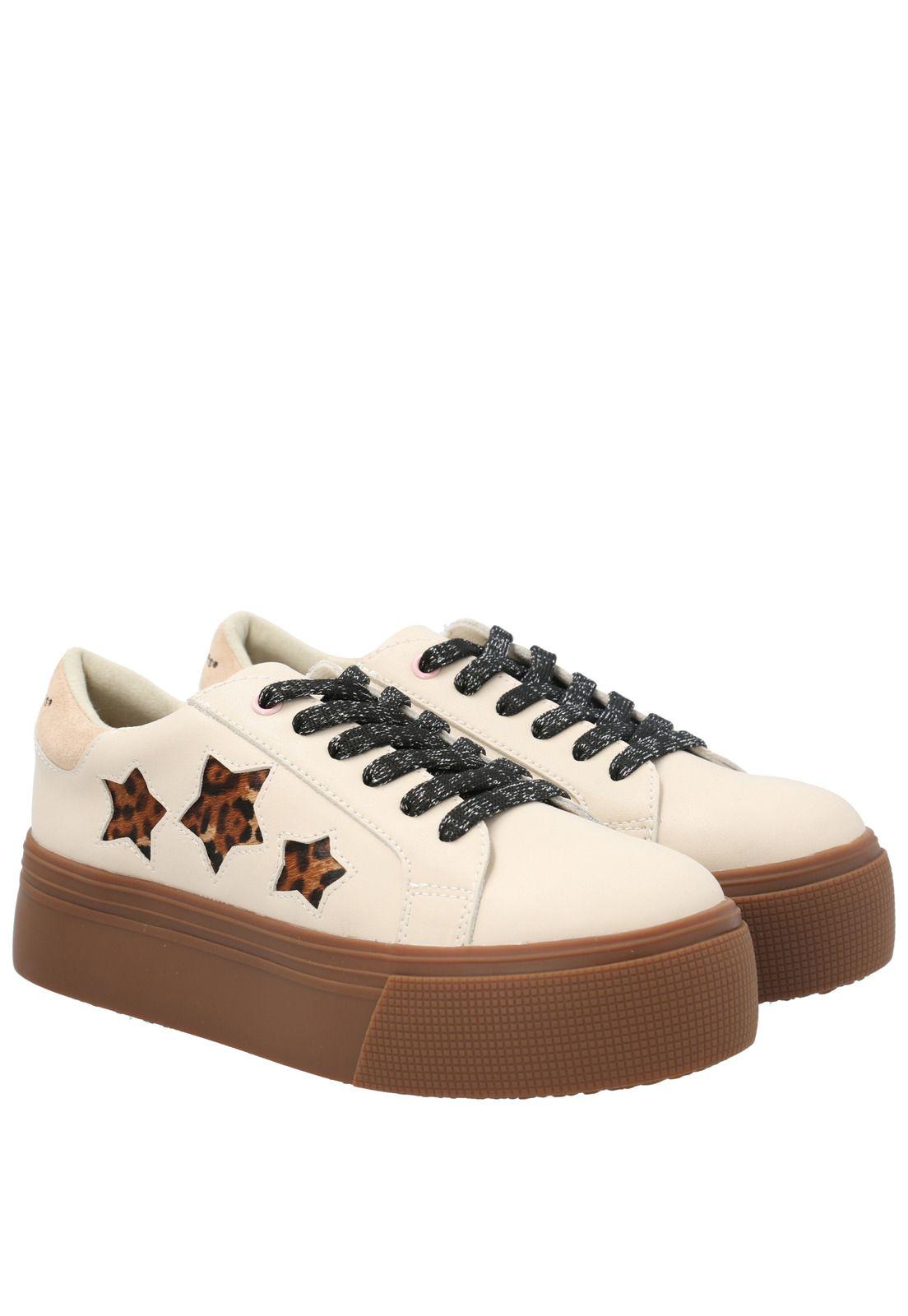 Zapatilla Cuero Niña Quens Beige-9