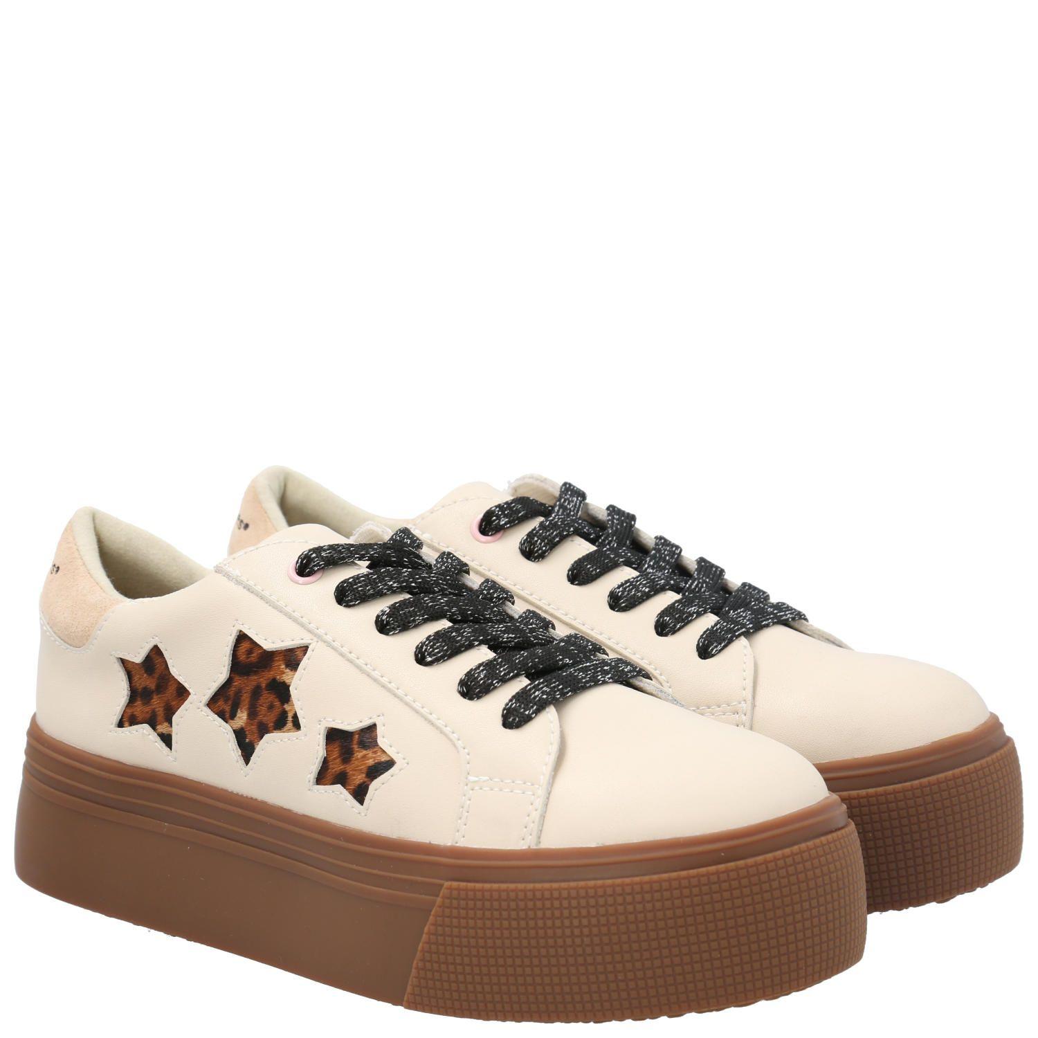 Zapatilla Cuero Niña Quens Beige-9