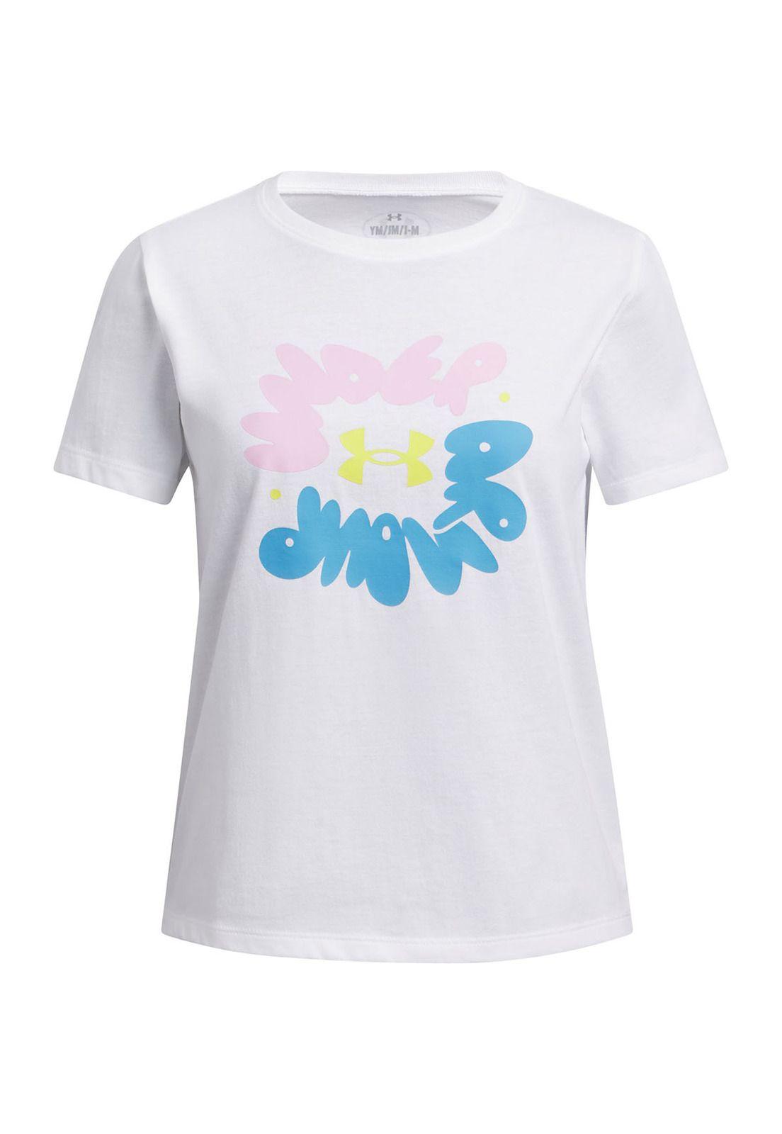 Polera Manga Corta UA Bubble Niña Blanco-0