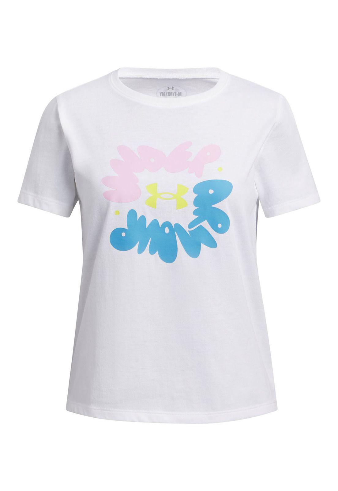 Polera Manga Corta UA Bubble Niña Blanco-3