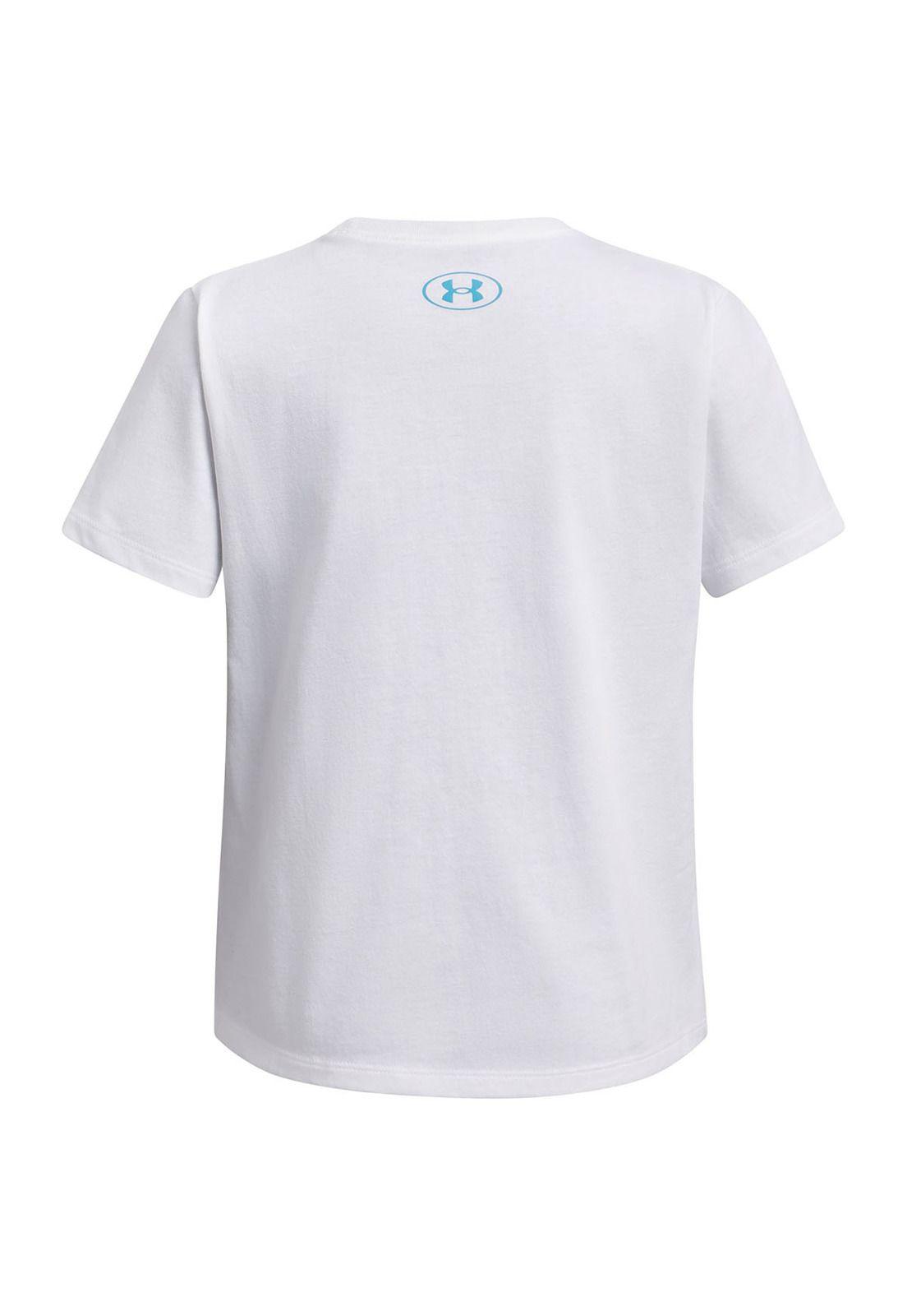 Polera Manga Corta UA Bubble Niña Blanco-4