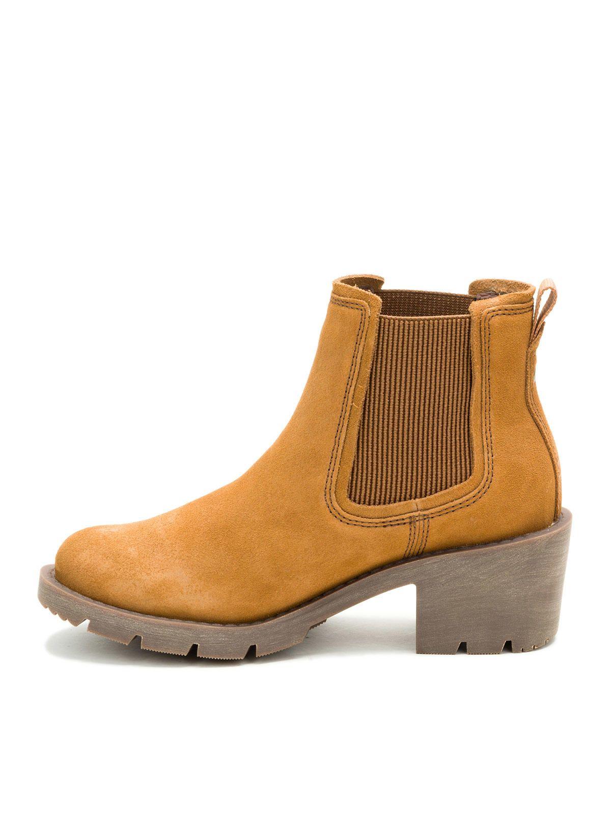 Botín de Cuero Chealsea Mujer Café Claro-3