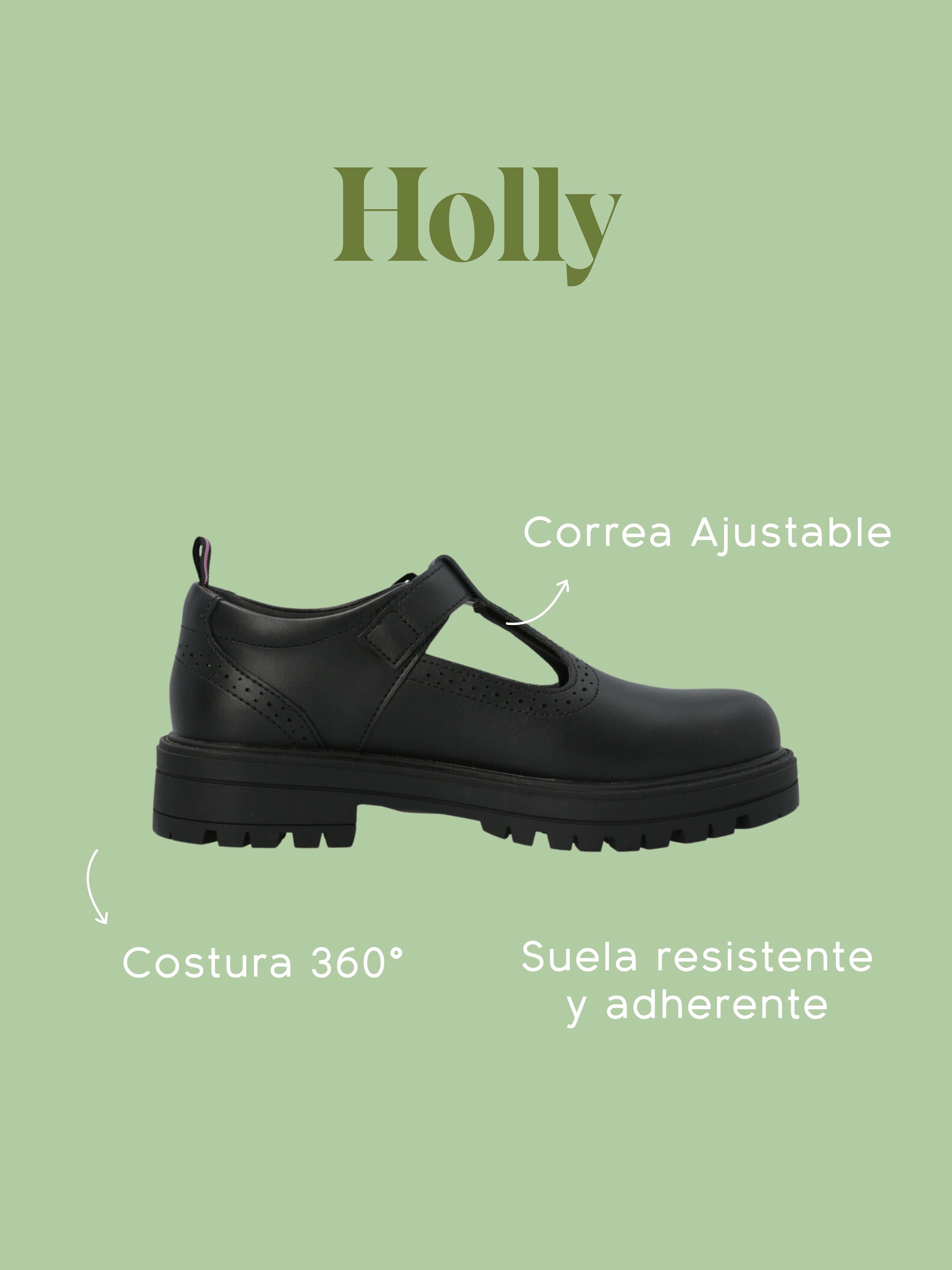 Guillermina Escolar Cuero Negra Niña Holly-1