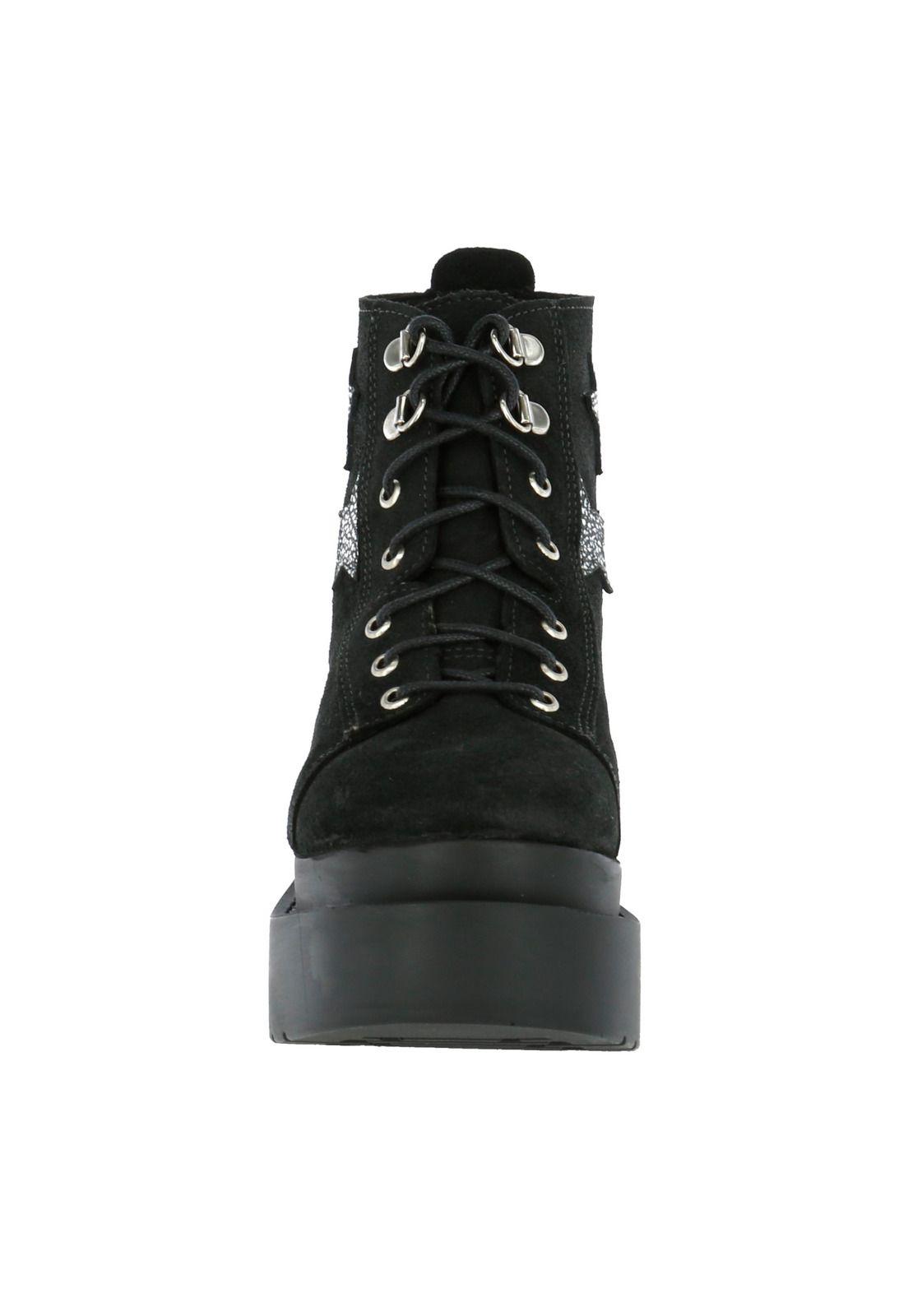 Botin Cuero Mujer Flor Negro-4