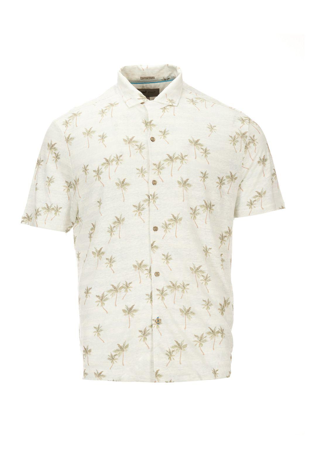 Camisa Lino Orgánico Hombre Jerseyprnt Verde-0