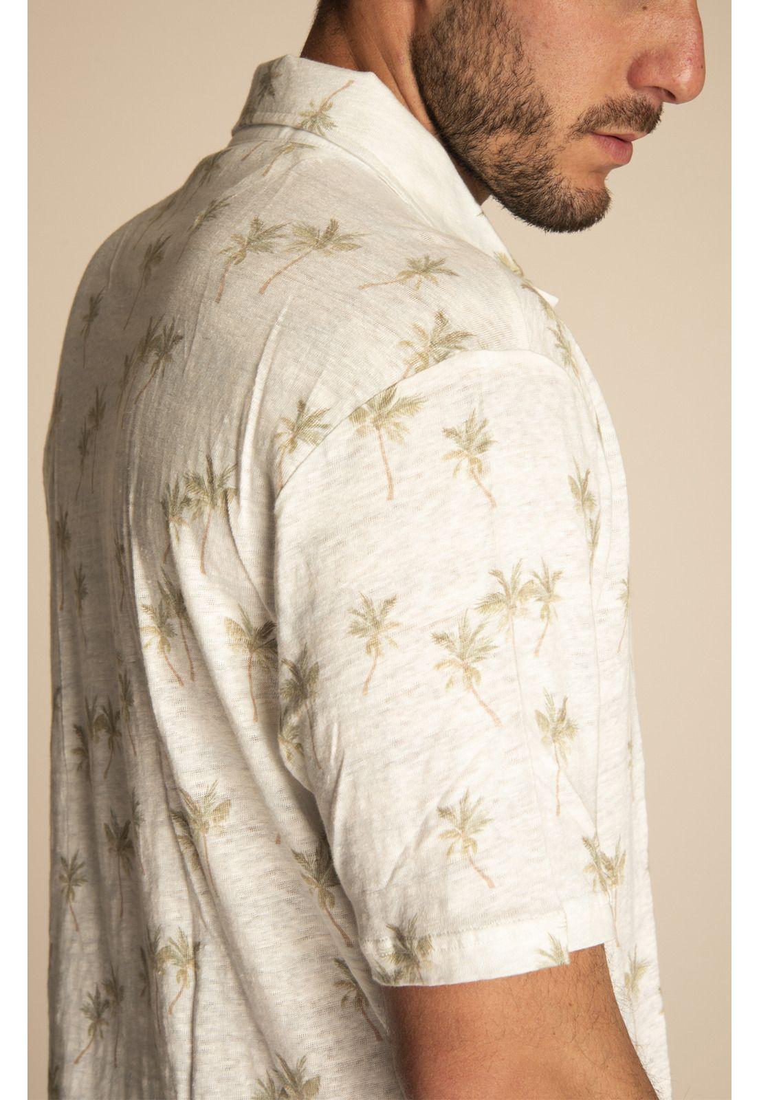 Camisa Lino Orgánico Hombre Jerseyprnt Verde-4