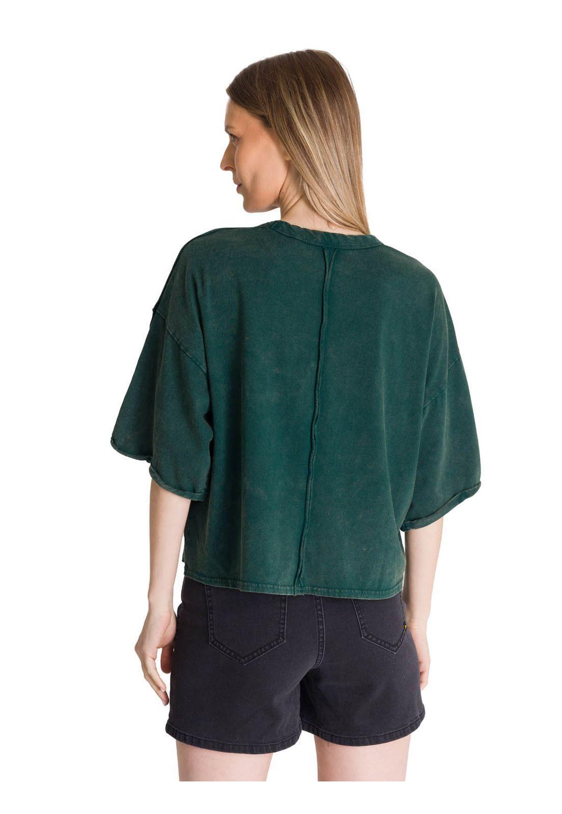 Polera Manga Corta Oversize Mujer Diseño Verde-3