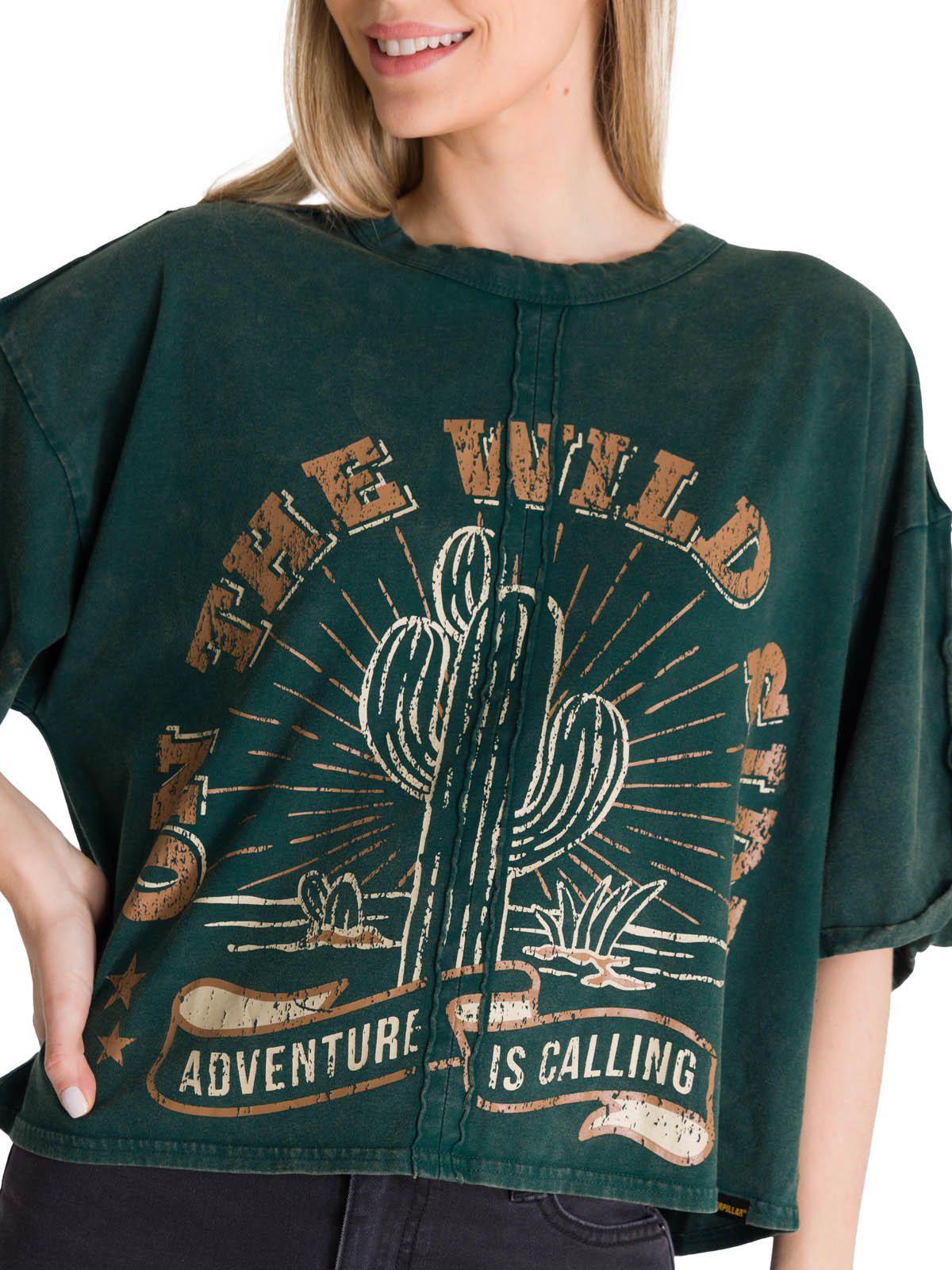 Polera Manga Corta Oversize Mujer Diseño Verde-4