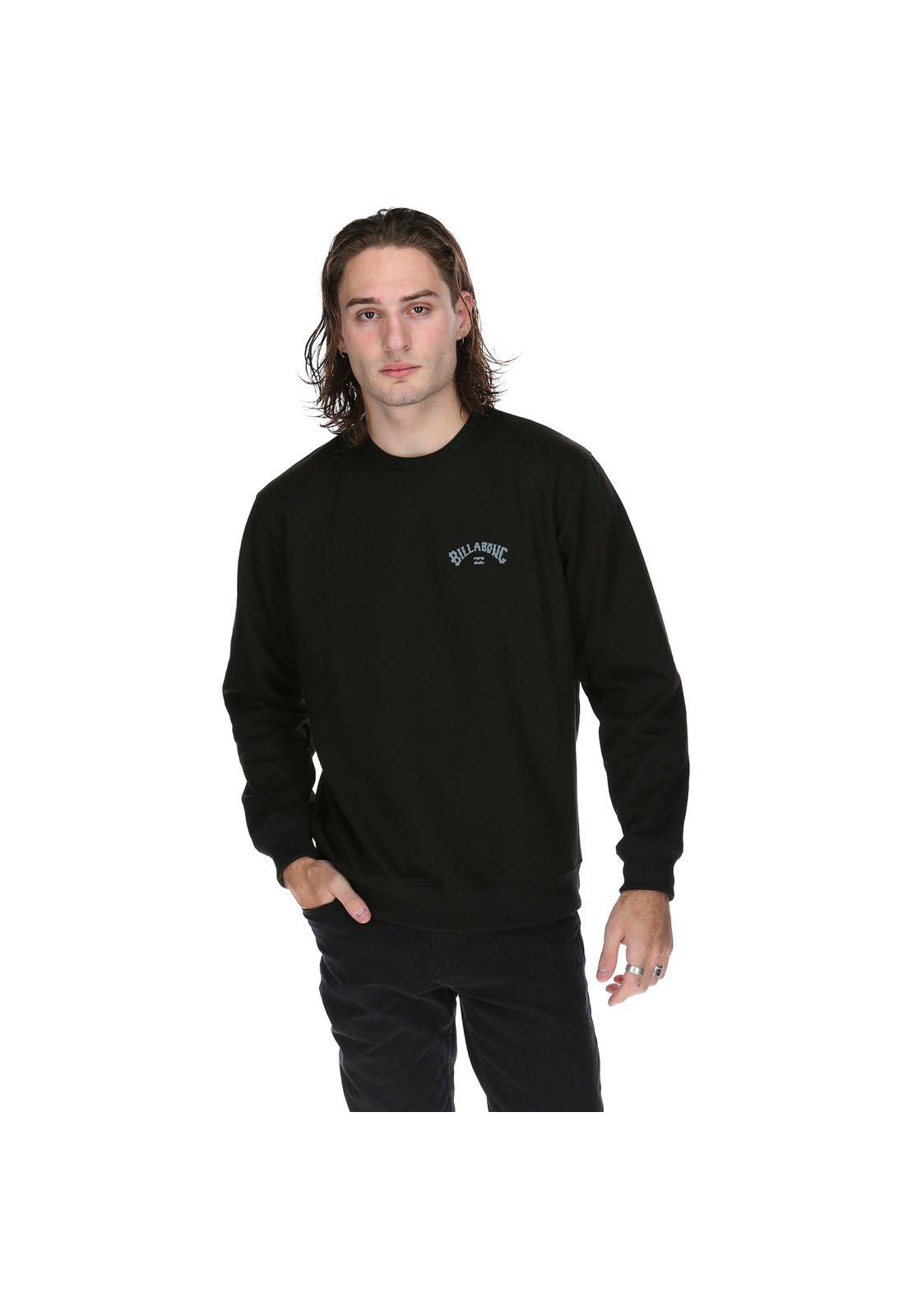 Polerón Unisex Arch Wave Washed Crew Negro -0