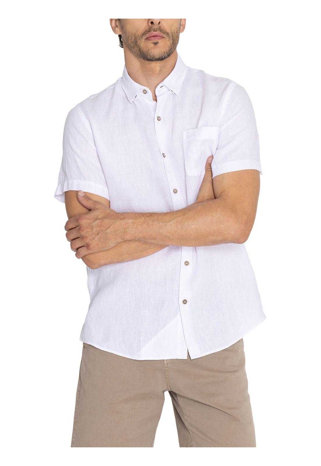camisa Lino Orgánico Blanco Linenshort Hombre -4