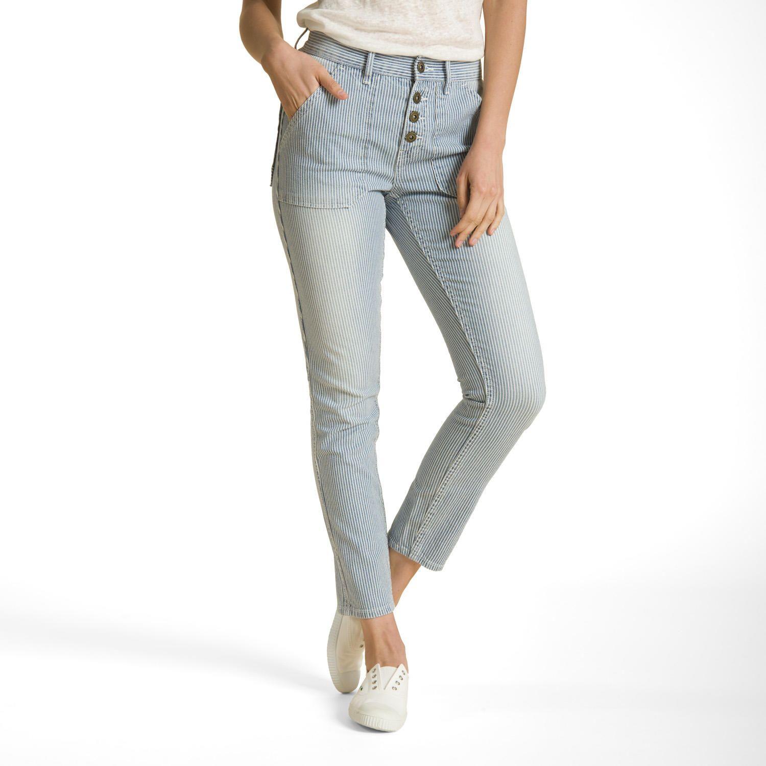 Jeans A Rayas Azul-0