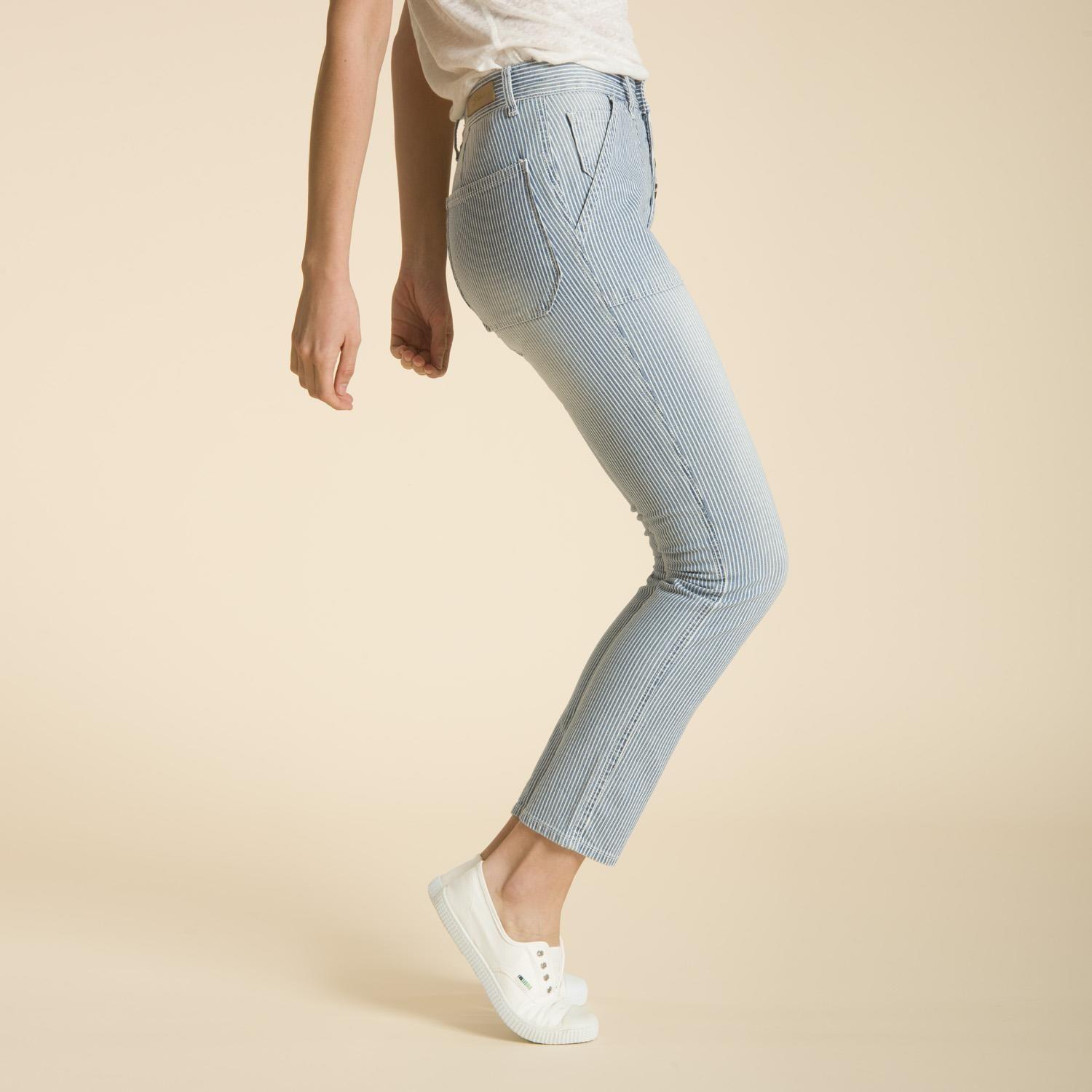 Jeans A Rayas Azul-1