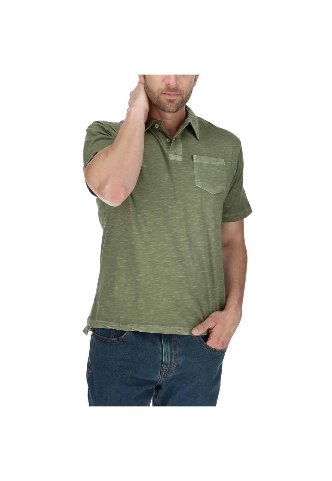 Polera Polo Hombre Pigment Dyed Polo Verde-3