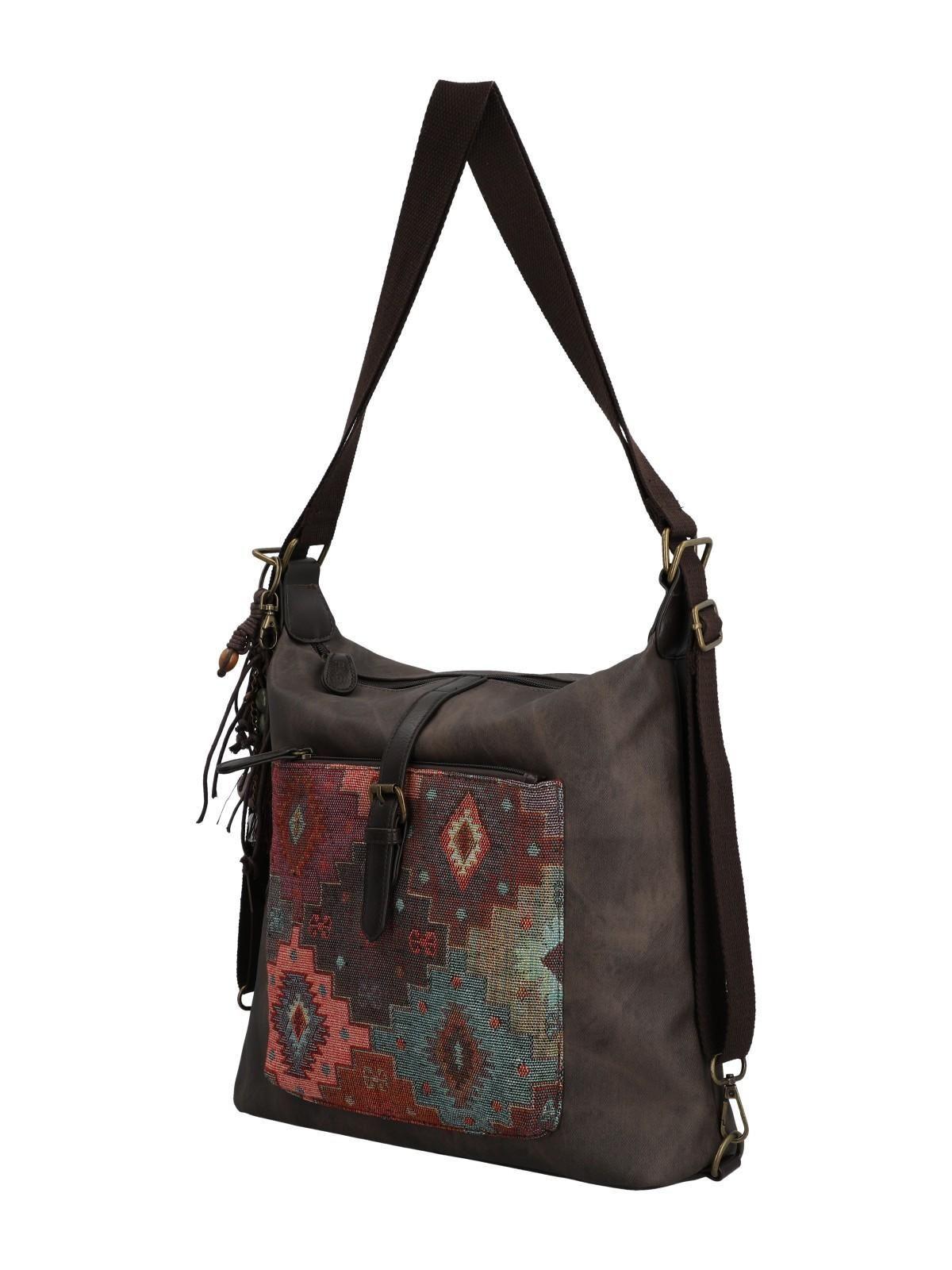 Cartera Textil Mujer Inti Hobo Café-1