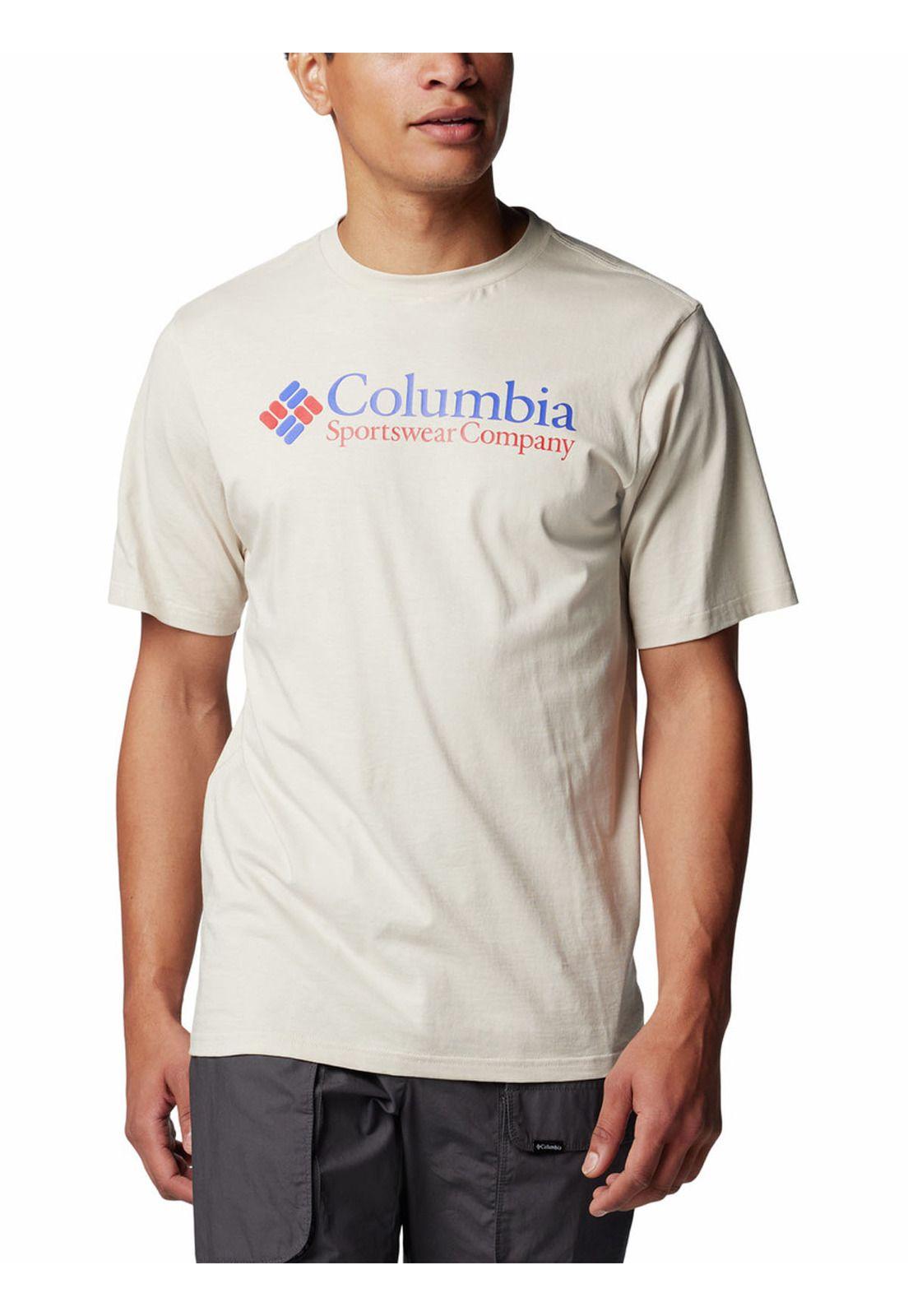 Polera Manga Corta Hombre Csc Basic Logo Beige-0