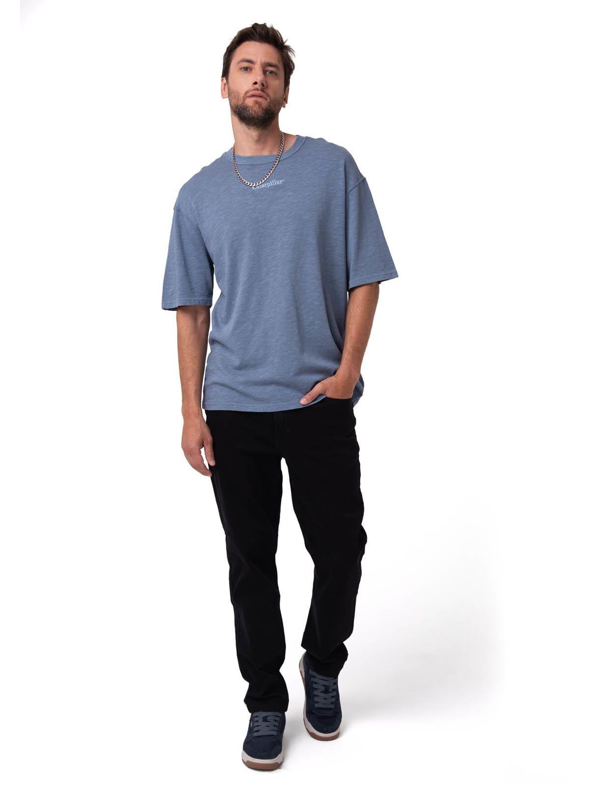 Polera Manga Corta Hombre Slub Knit Relaxed Azul-4