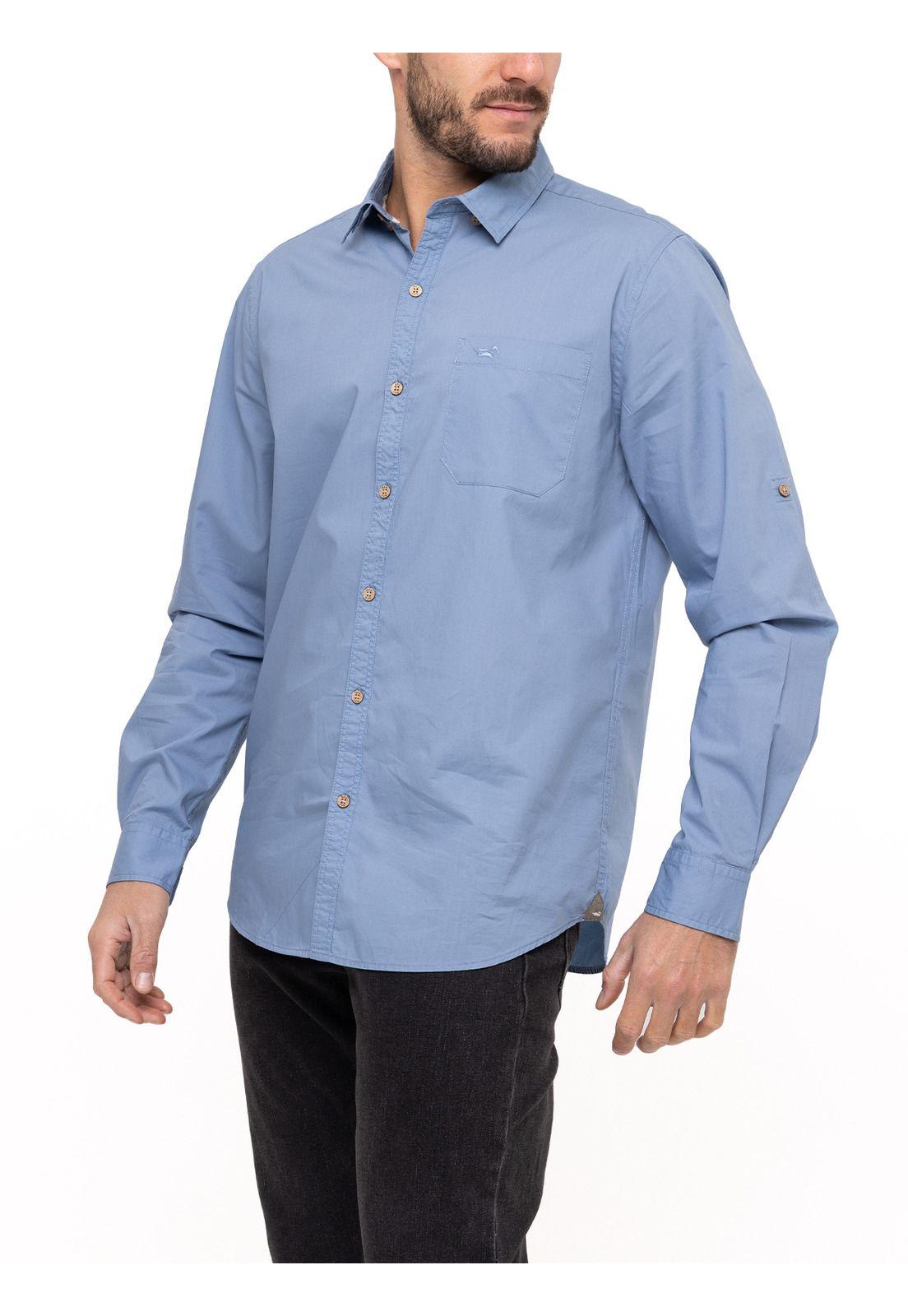 Camisa Algodón Orgánico Galiton Azul Hombre-4