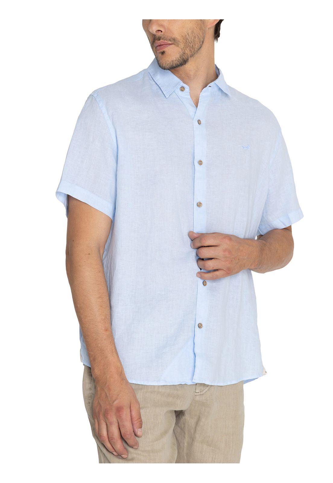 camisa Lino Orgánico Celeste Linenjer Hombre -5