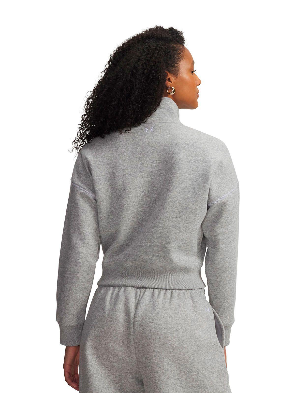 Poleron UA Rival Fleece Script Gris Mujer-1