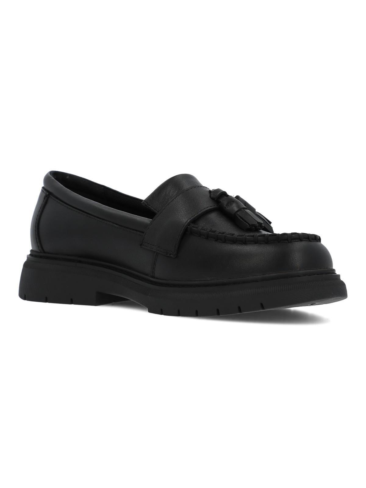 Mocasin Escolar Cuero Niña Acorn Negro-1