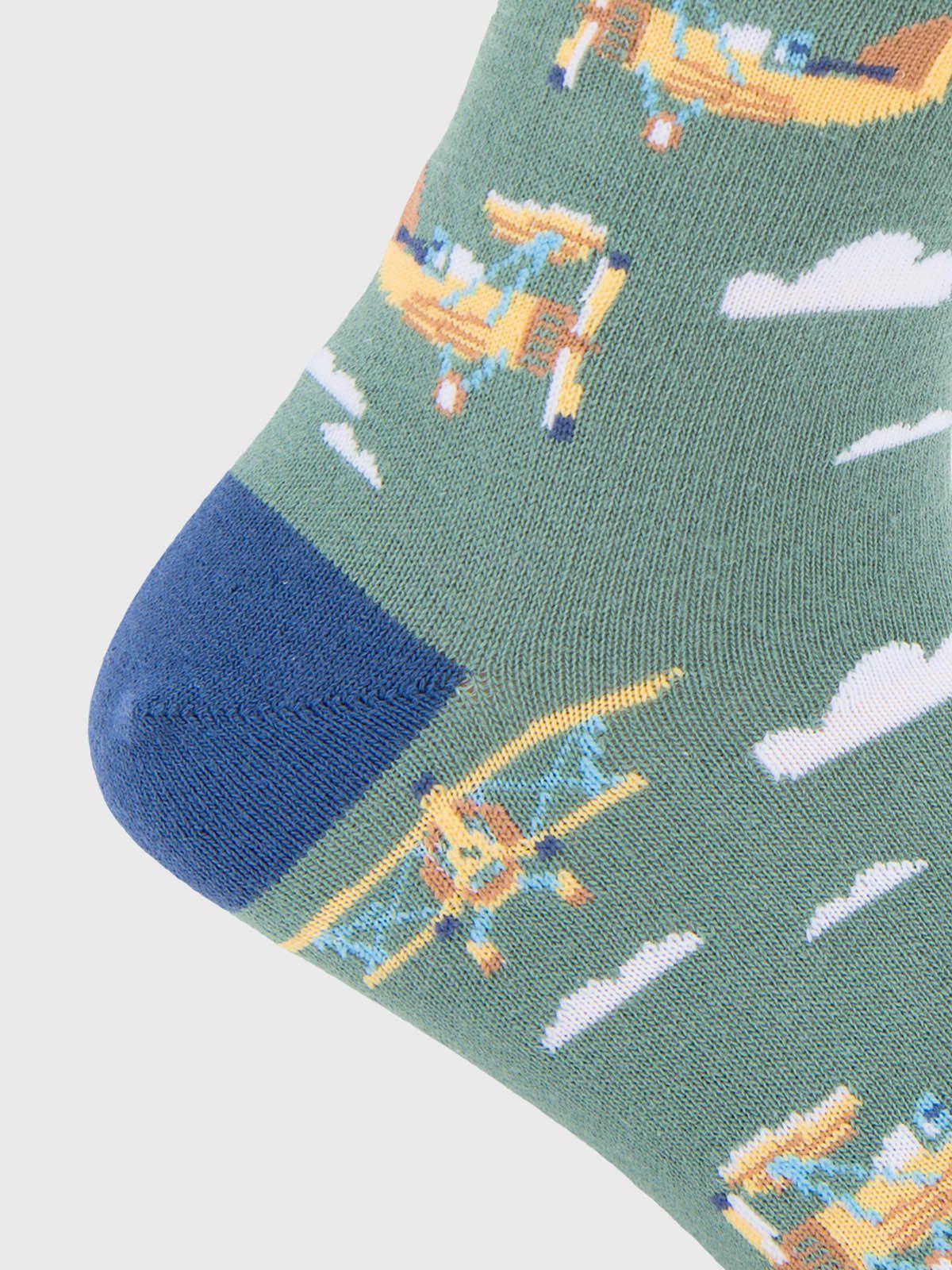 Calcetin Algodón Hombre  Aviator Verde-2