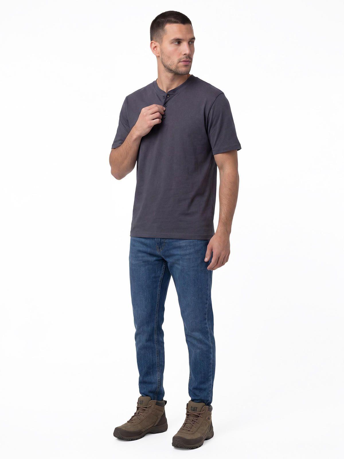 Polera Manga Corta Henley Hombre Slub Knit Azul-3