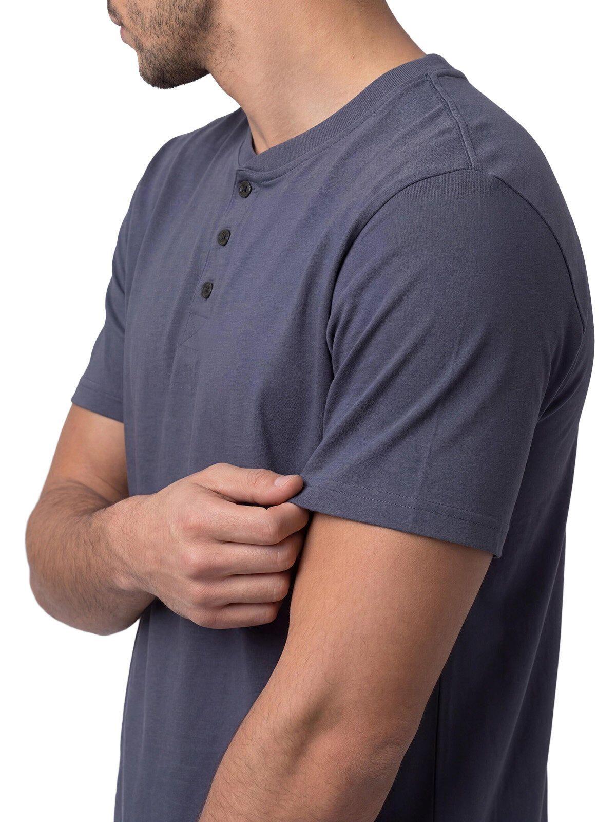 Polera Manga Corta Henley Hombre Slub Knit Azul-4
