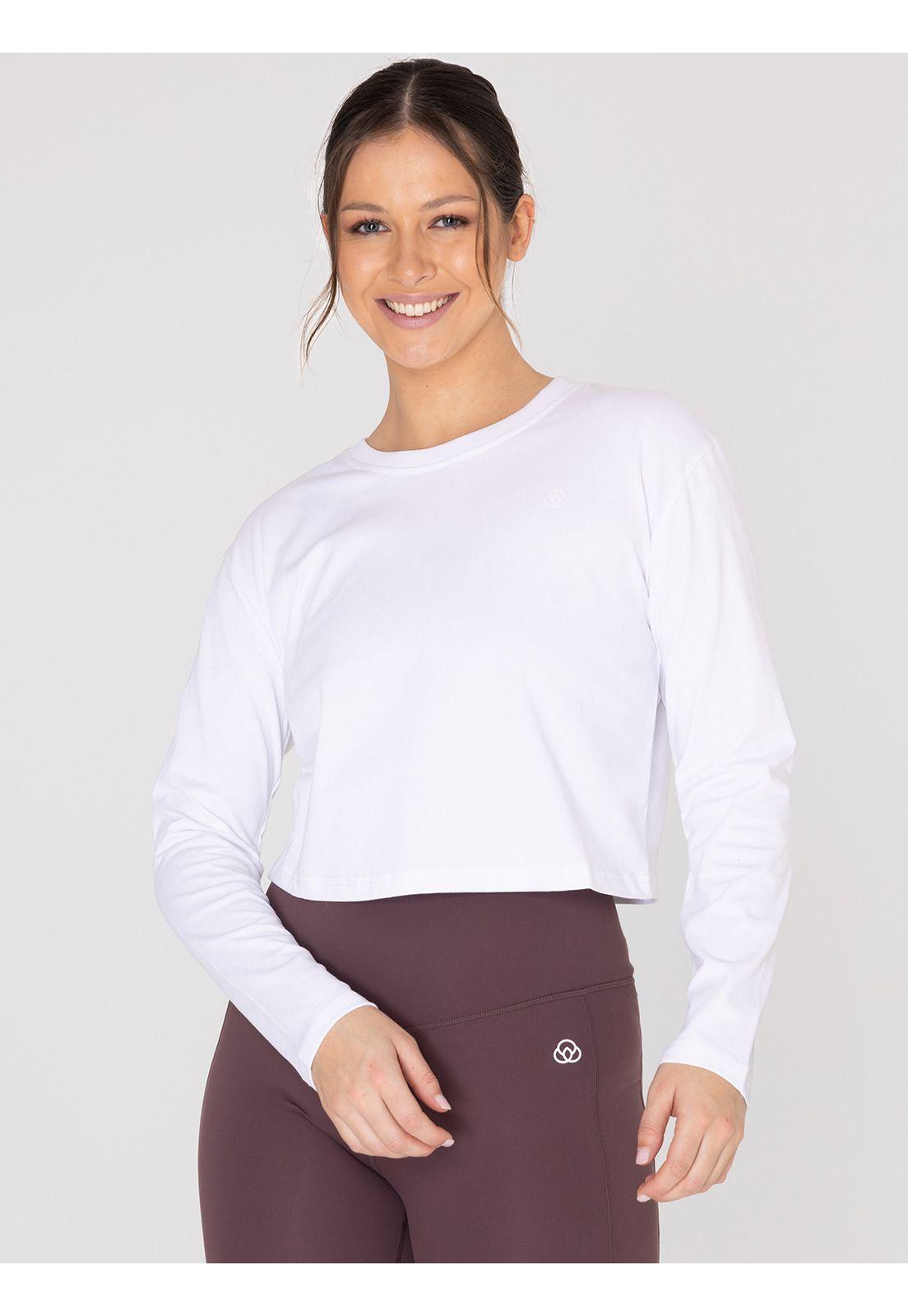 Polera deportiva Mujer Cotton Crop Top Blanca-0