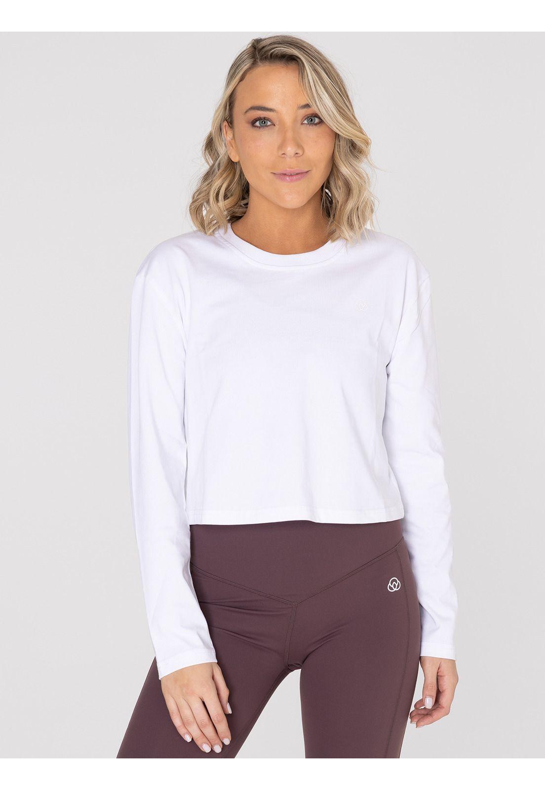 Polera deportiva Mujer Cotton Crop Top Blanca-5