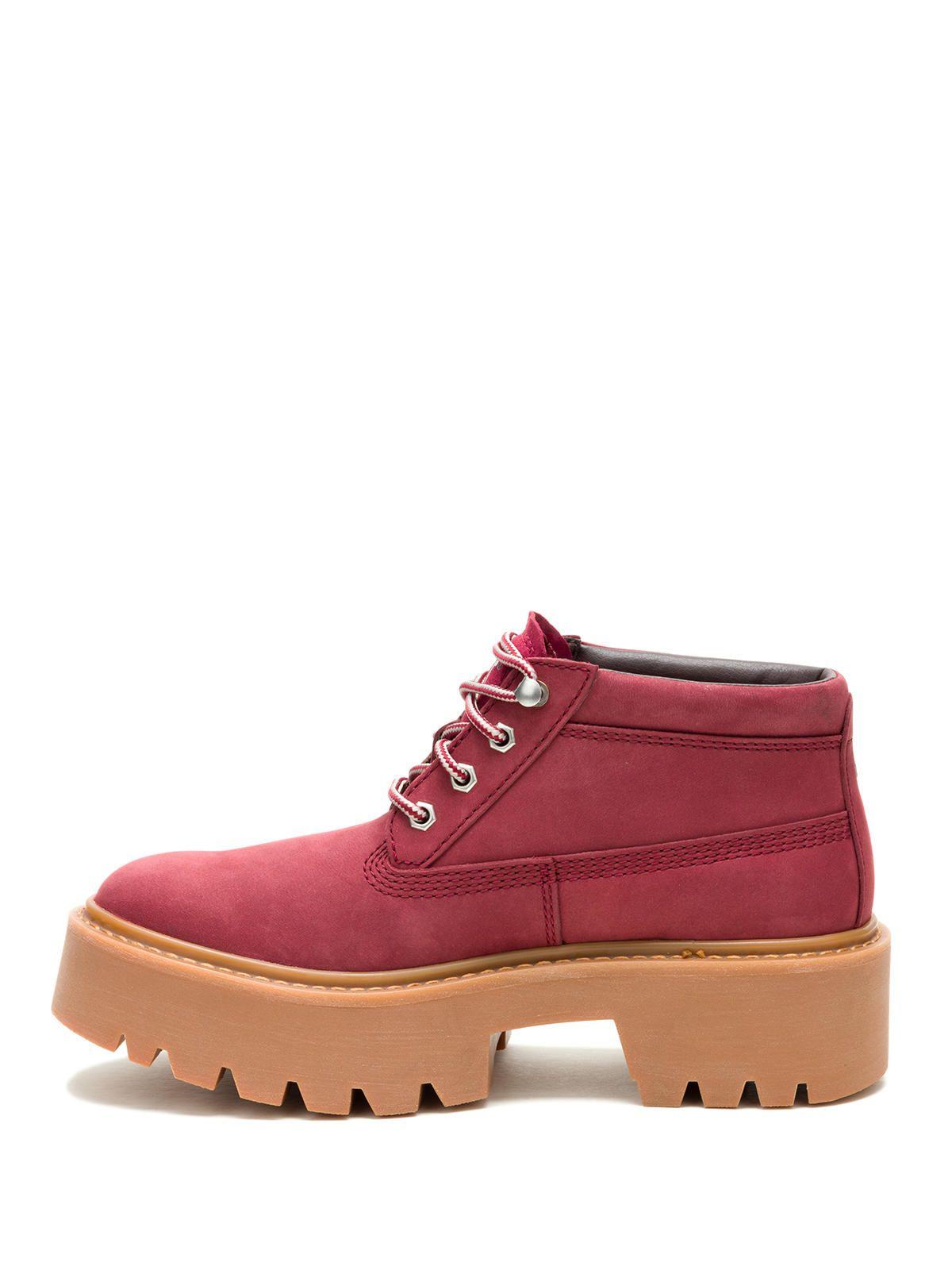 Botín Cuero Mujer Colorado Max Chukka Rojo-3