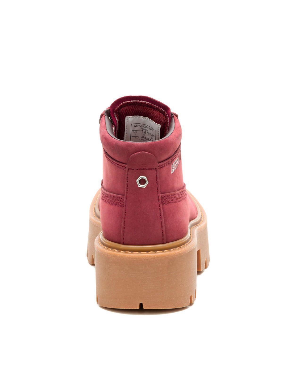 Botín Cuero Mujer Colorado Max Chukka Rojo-5