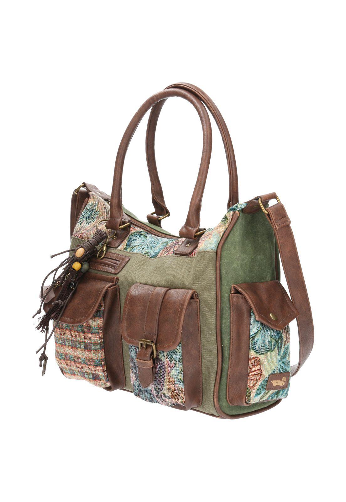 Cartera Textil Mujer Rossi Hobo Verde-1