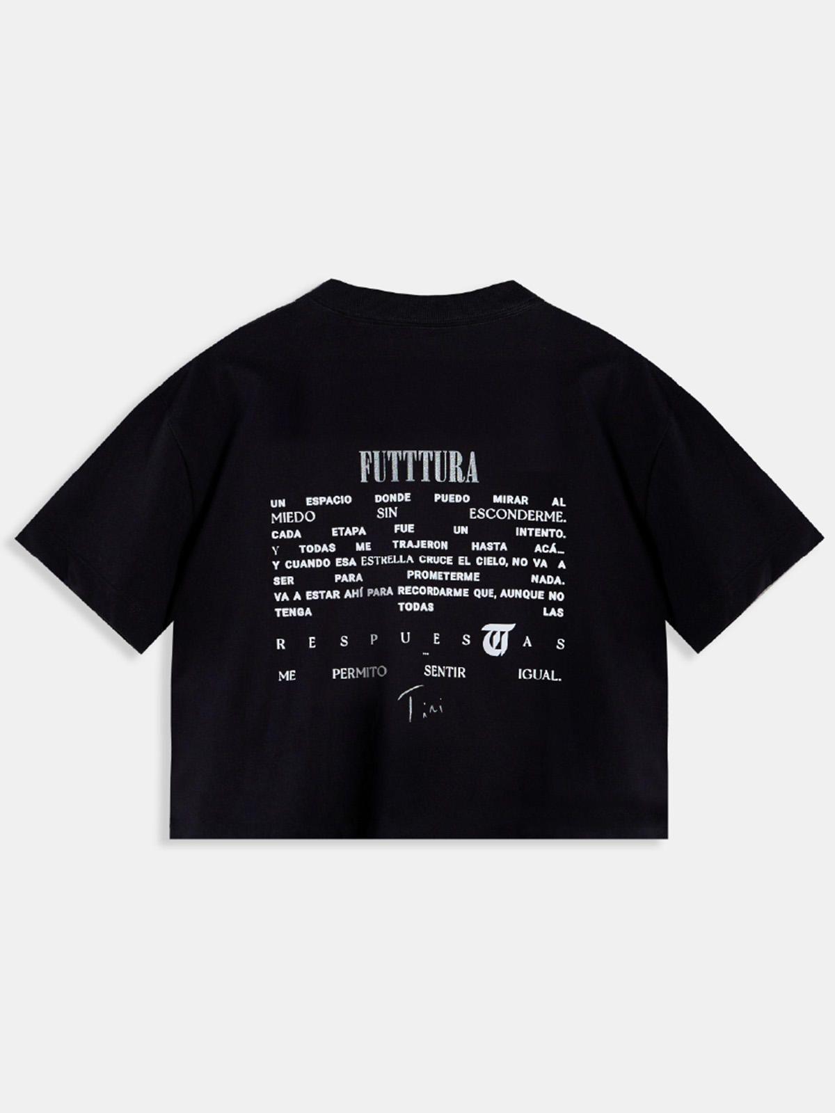 Polera Crop TINI Unisex Negra - FUTTTURA-1