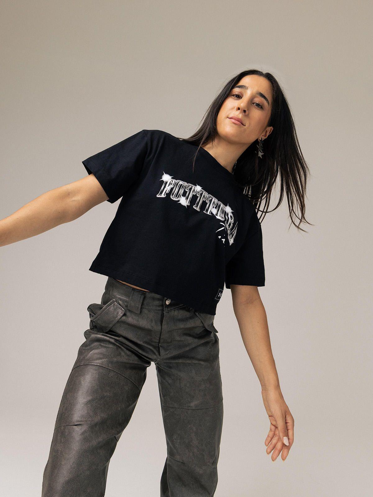 Polera Crop TINI Unisex Negra - FUTTTURA-3