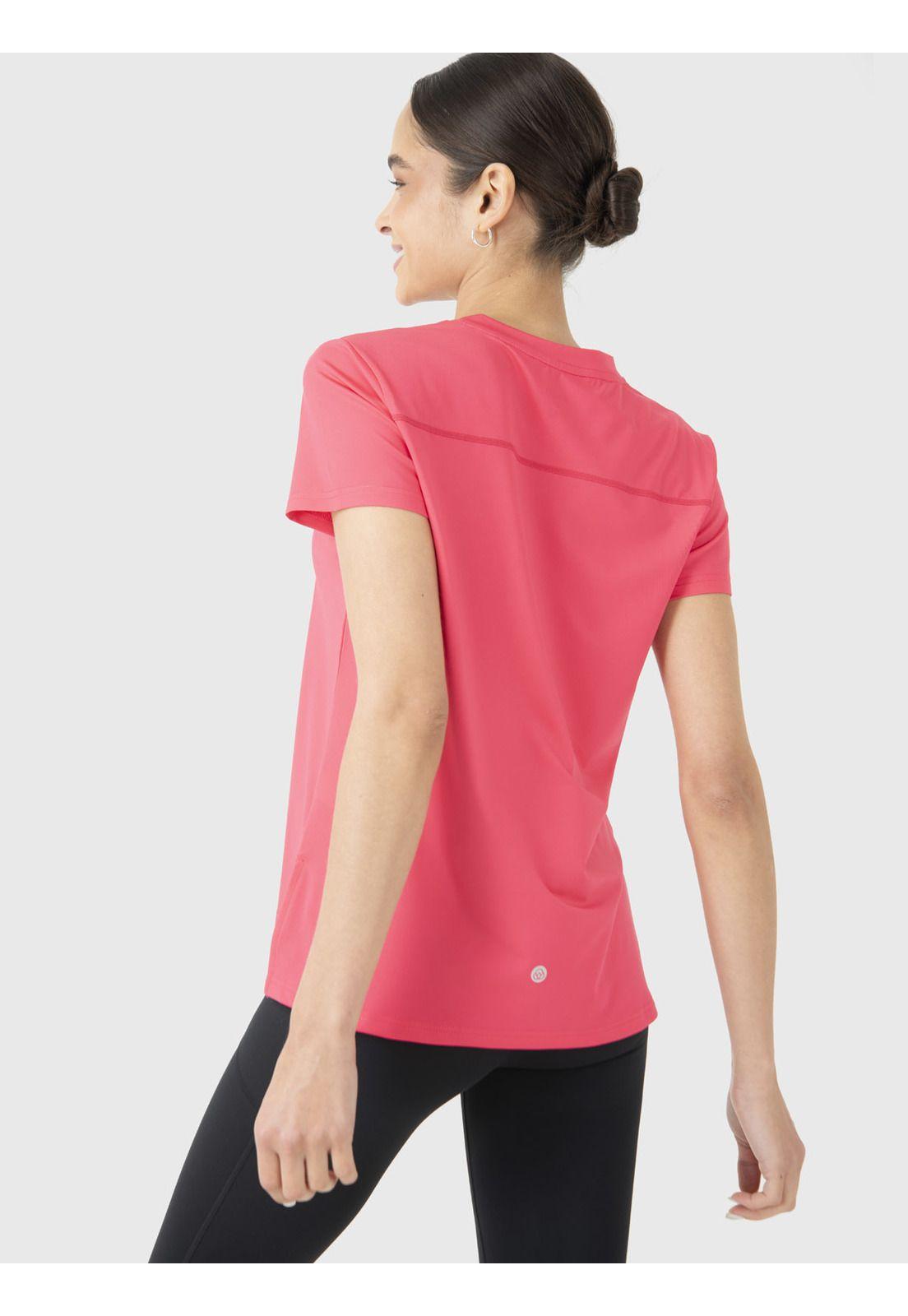 Polera Manga Corta Mujer V-Neck Fucsia-3