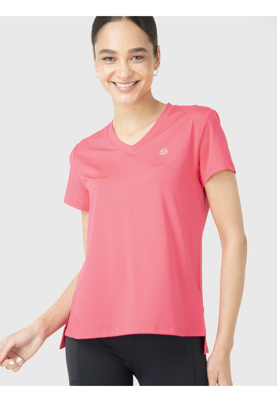Polera Manga Corta Mujer V-Neck Fucsia-4