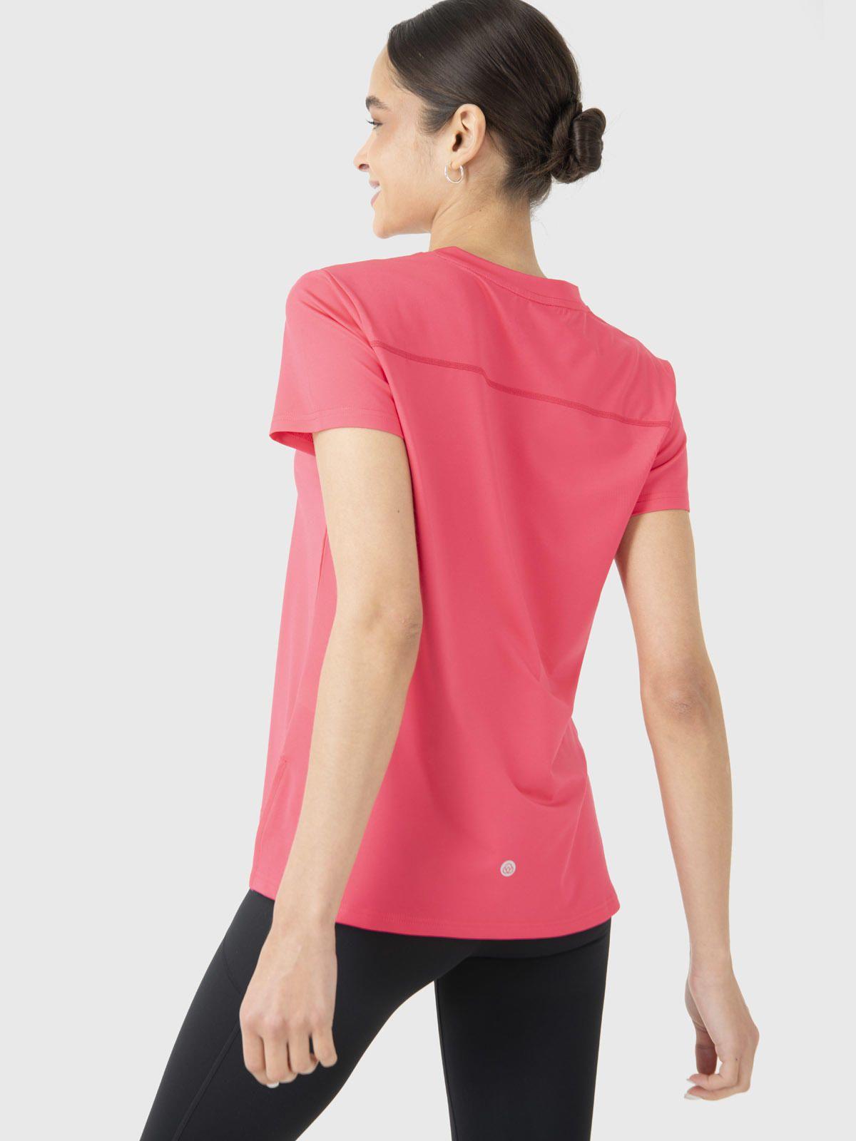 Polera Manga Corta Mujer V-Neck Fucsia-3
