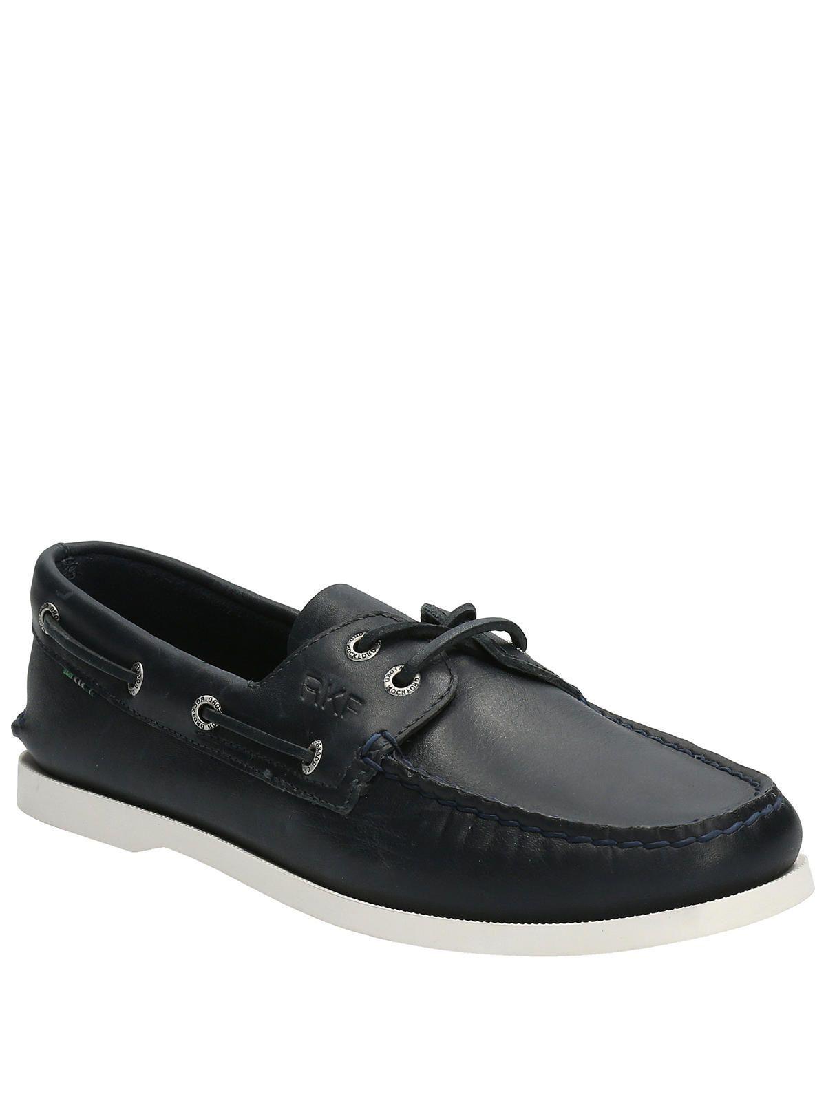 Mocasín Cuero Hombre Boat Azul-1