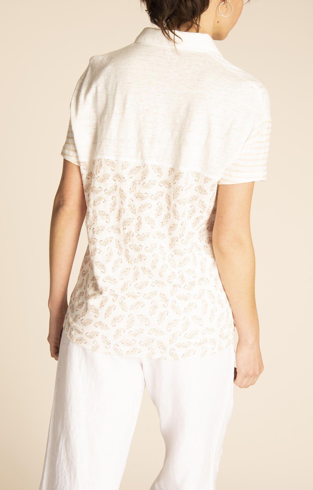 Polera Lino Orgánico Mujer Tampa Beige-6