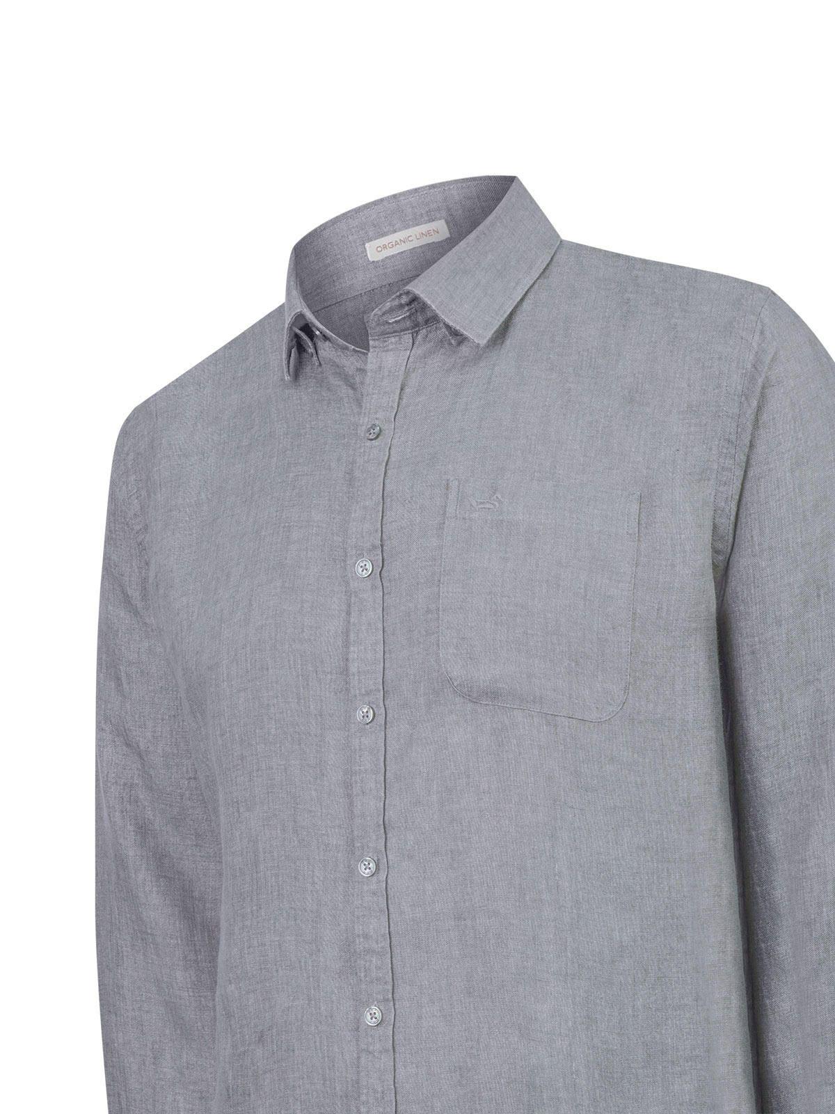 Camisa Lino Orgánico Hombre Claslinen Gris-3