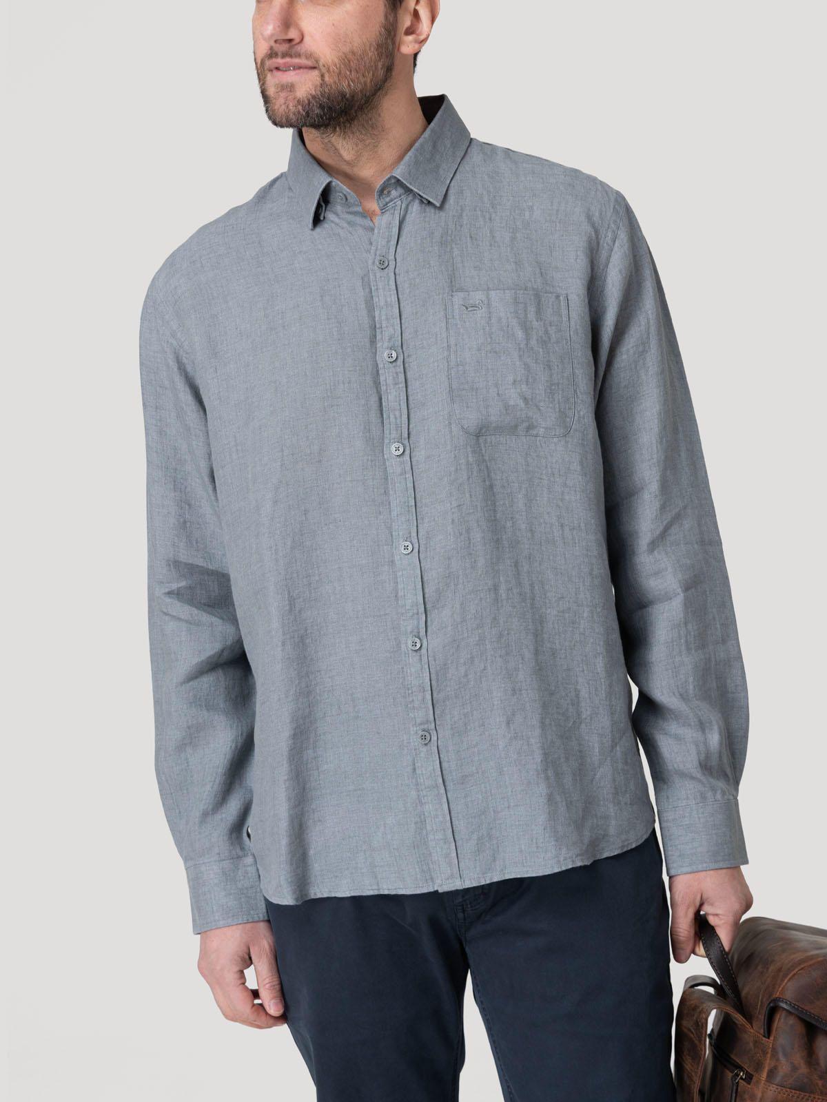 Camisa Lino Orgánico Hombre Claslinen Gris-4