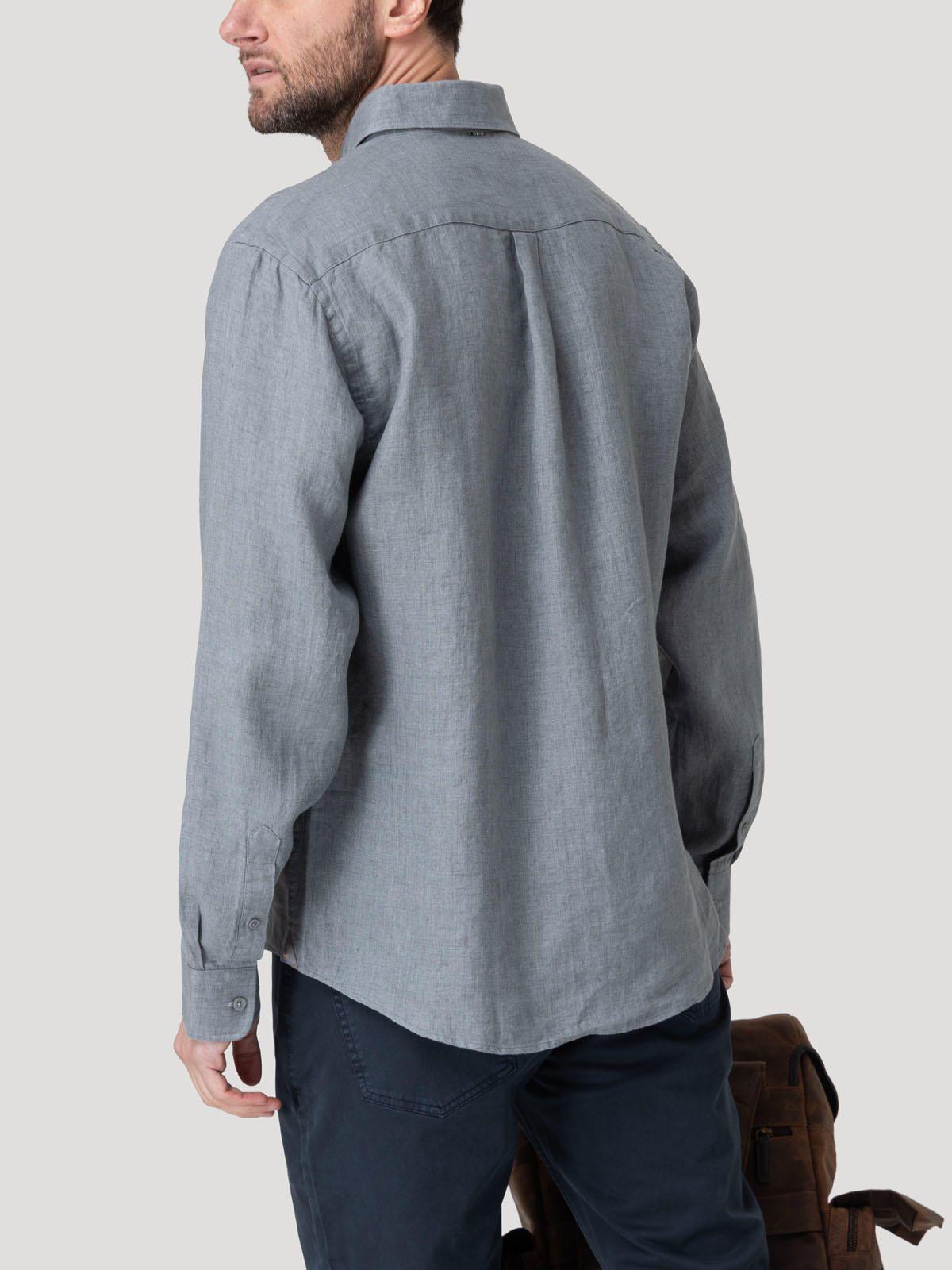 Camisa Lino Orgánico Hombre Claslinen Gris-5