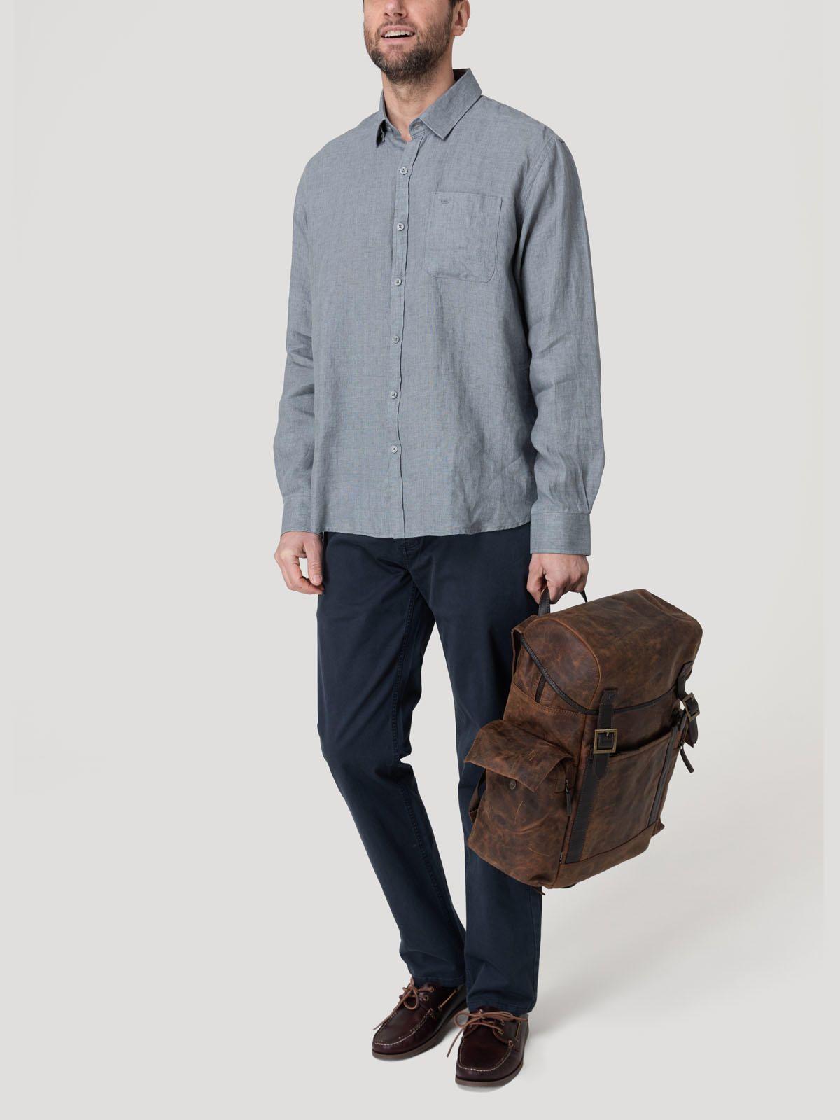 Camisa Lino Orgánico Hombre Claslinen Gris-7