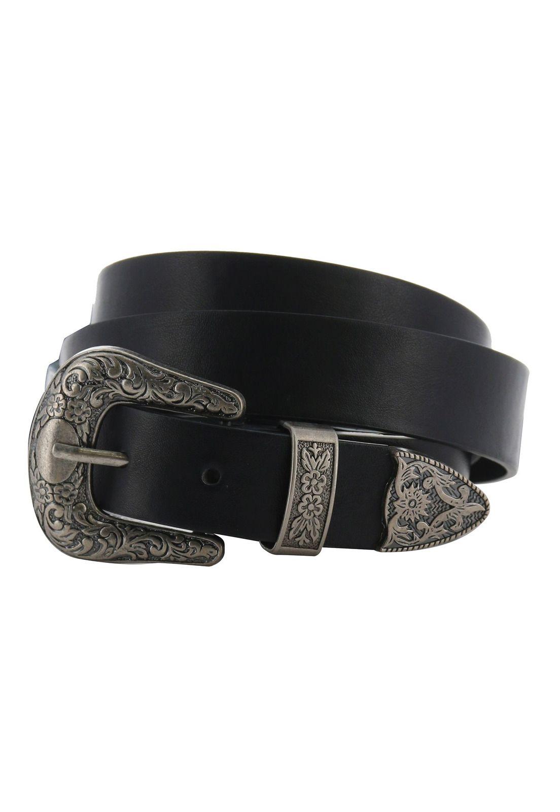 Cinturon Mujer Double Buckle Belt Negro-0