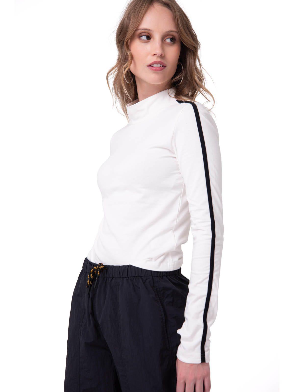 Polera Manga Larga Mujer Sporty Mock Neck Blanco-0