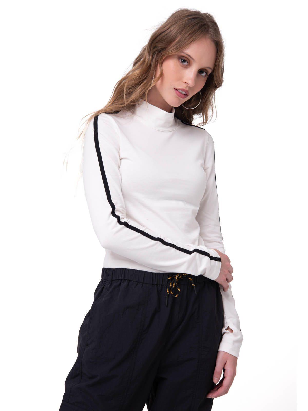 Polera Manga Larga Mujer Sporty Mock Neck Blanco-1