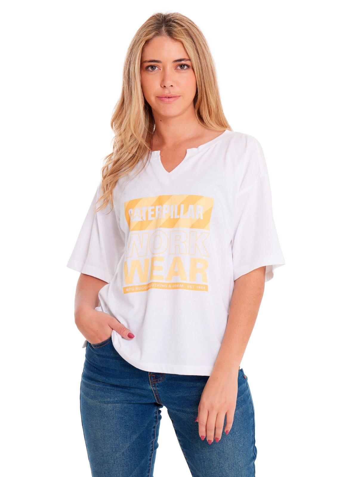 Polera Manga Corta Mujer Notch Neck Novelty2 Blanco-0