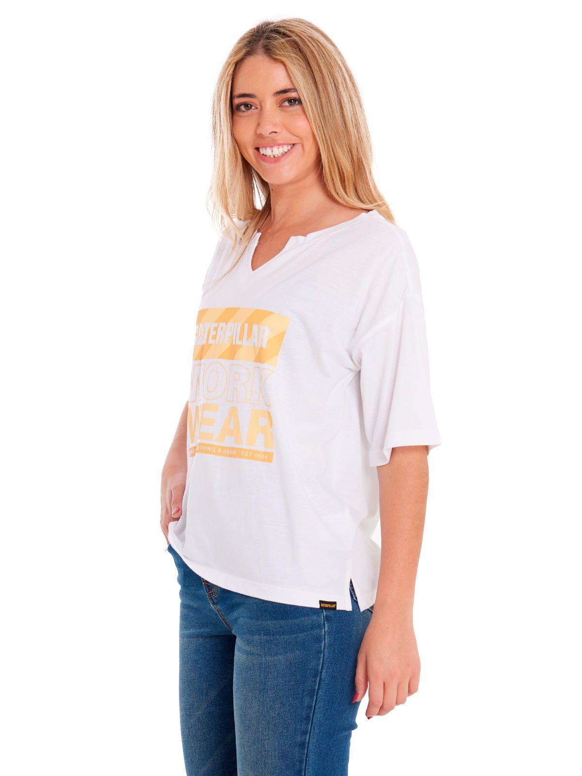 Polera Manga Corta Mujer Notch Neck Novelty2 Blanco-1