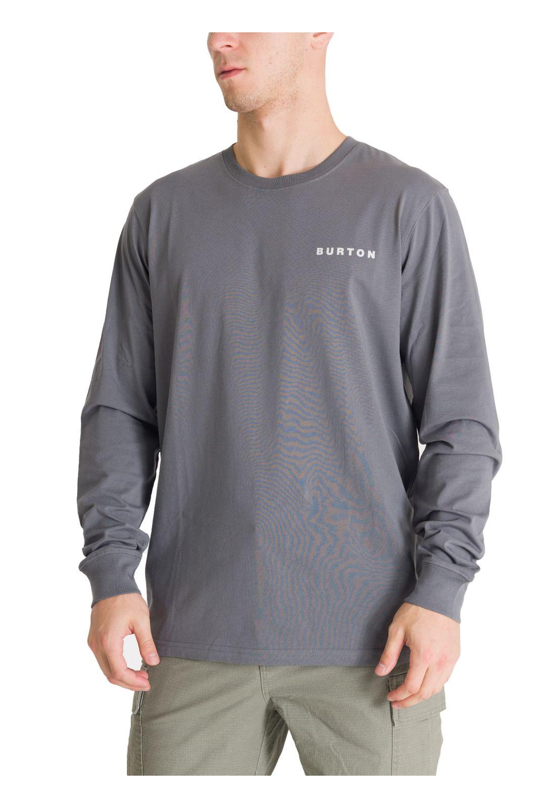 Polera Manga Larga Hombre Mini Chest Logo Gris Burton-0